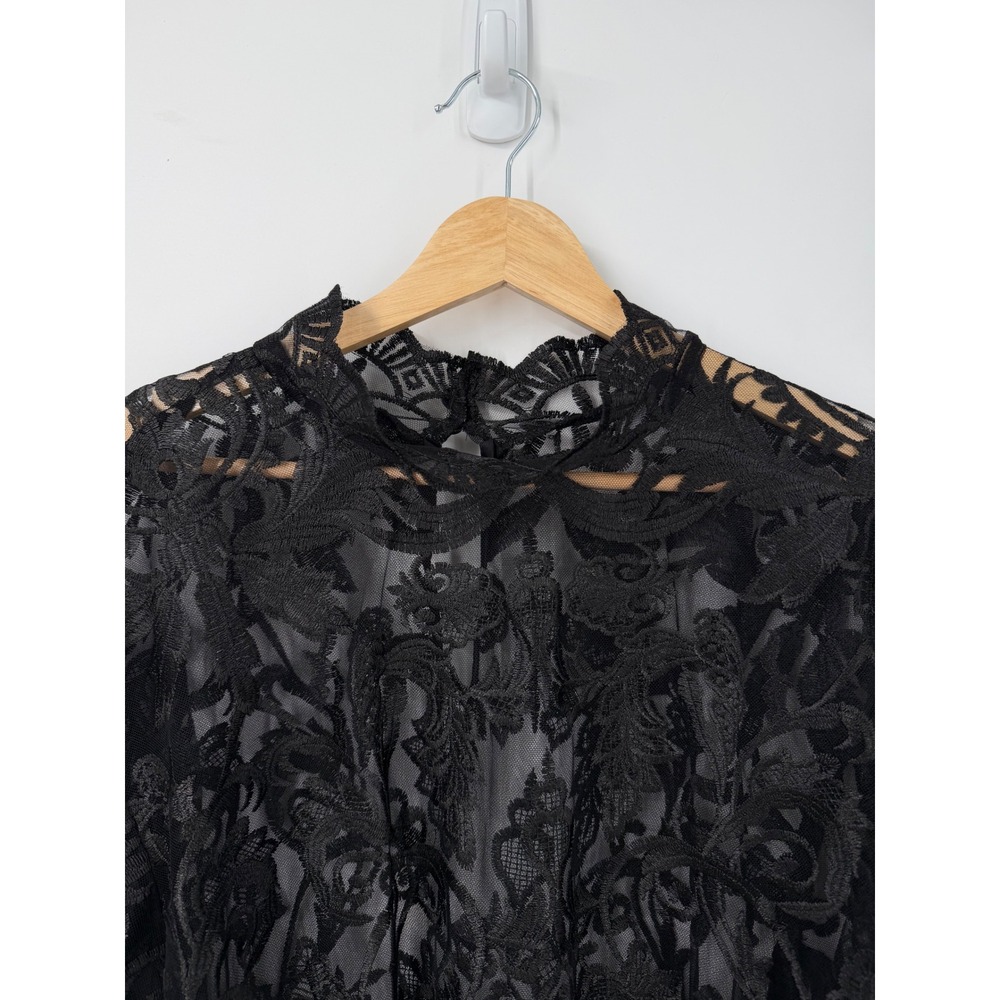 Witchy Whimsygoth Dark Romantic Black Lace Floral Top Womens SZ 2X Romantic Goth - Picture 6 of 10